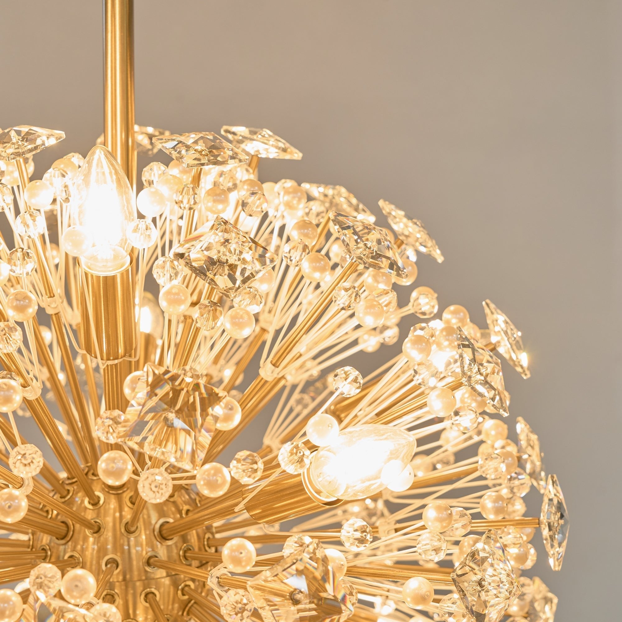 Zene Chandelier Dickinson Gold Crystal Starburst-Neutral Decor