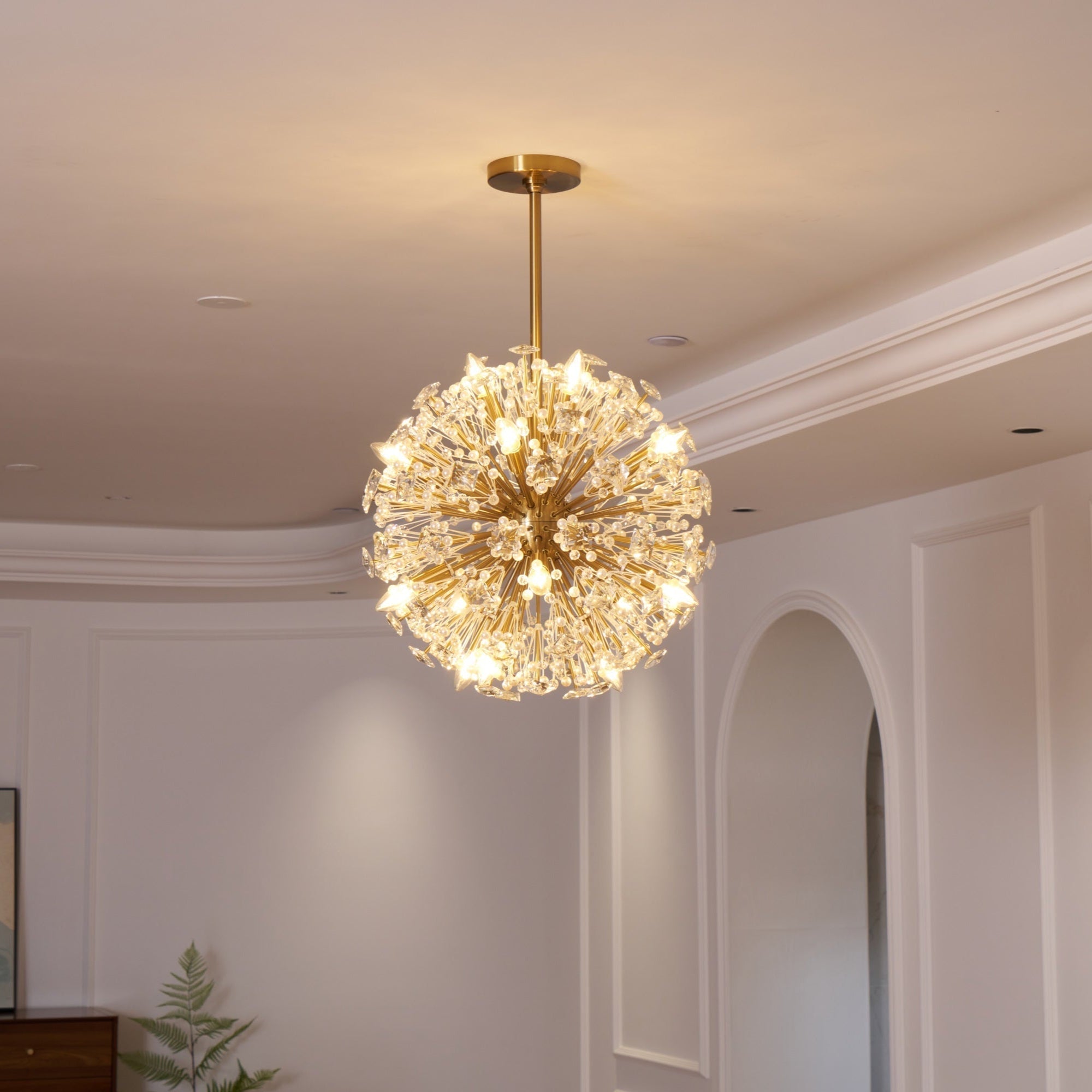 Zene Chandelier Dickinson Gold Crystal Starburst-Neutral Decor