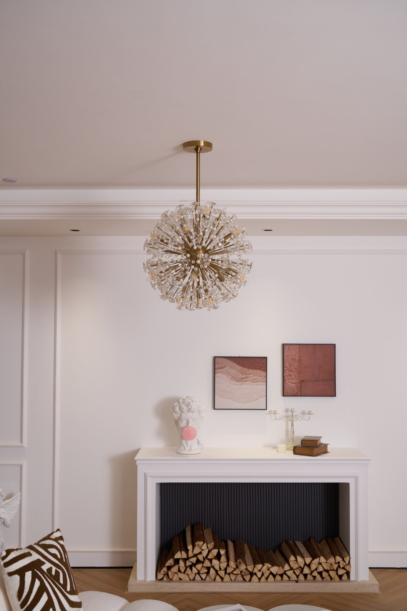 Zene Chandelier Dickinson Gold Crystal Starburst-Neutral Decor