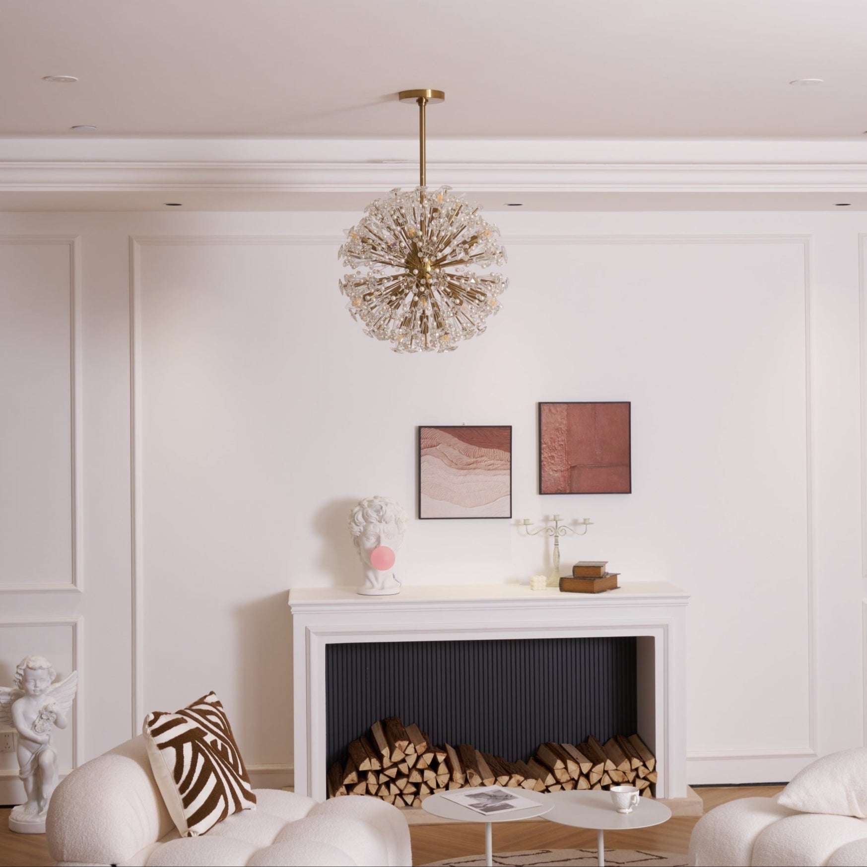 Zene Chandelier Dickinson Gold Crystal Starburst-Neutral Decor