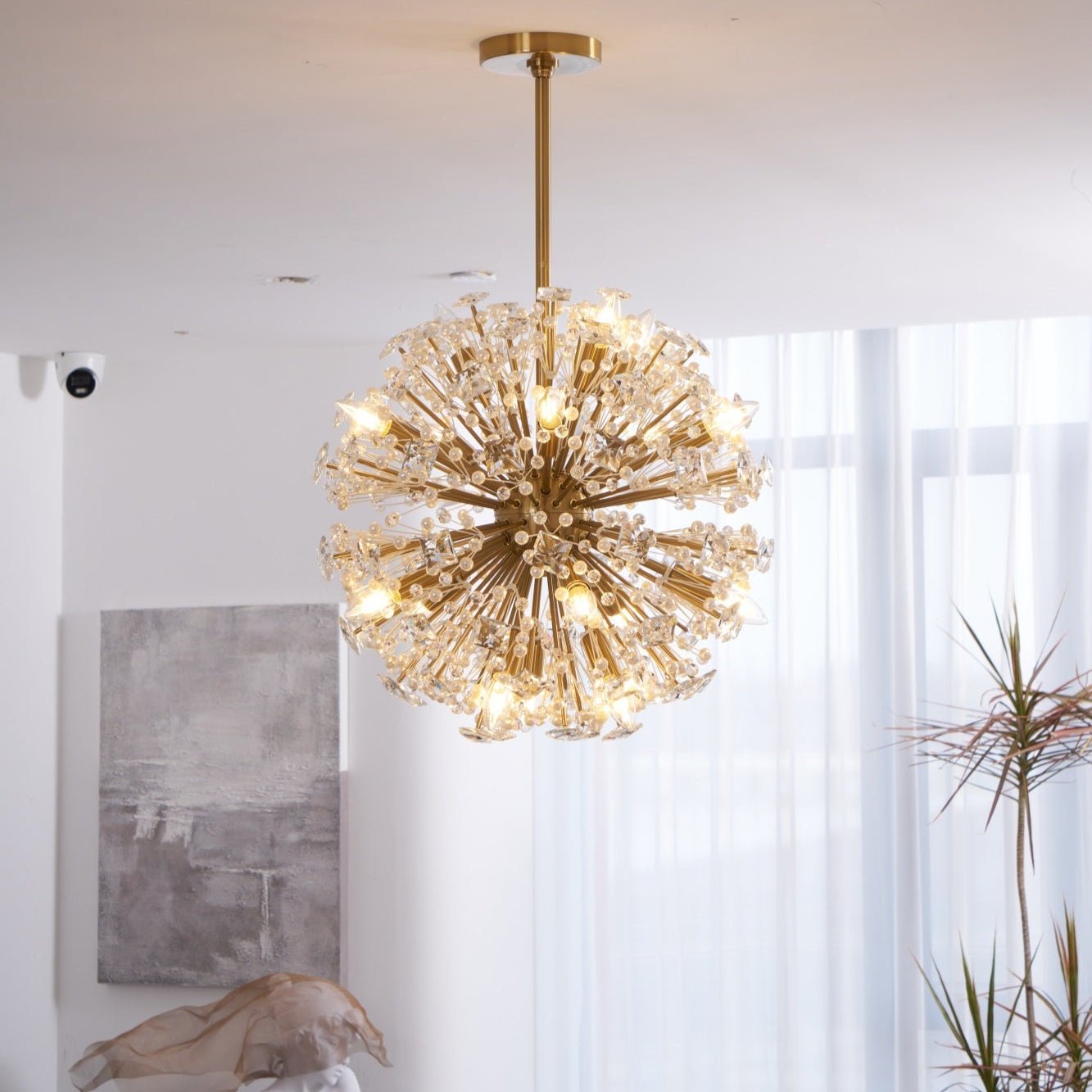 Zene Chandelier Dickinson Gold Crystal Starburst-Neutral Decor