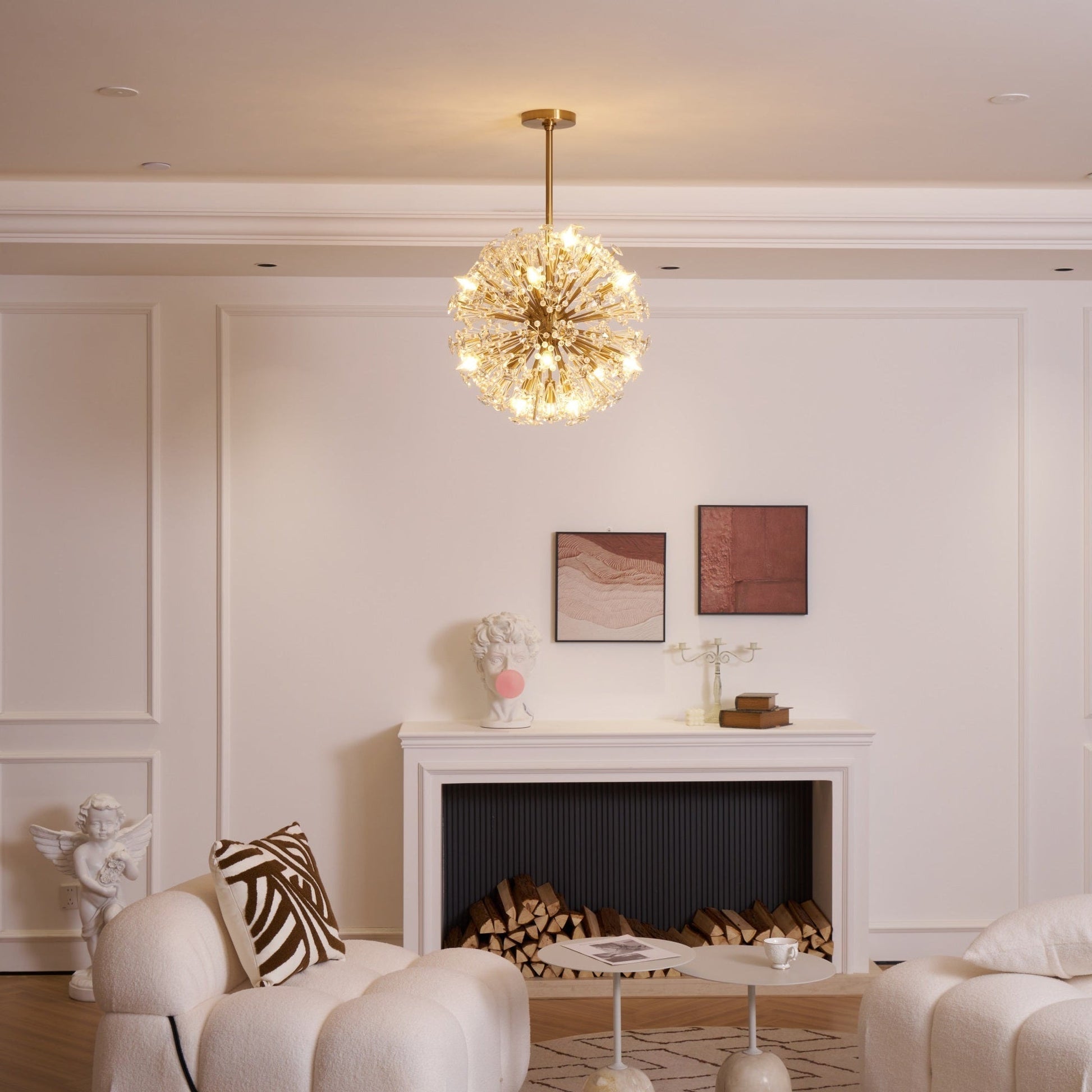 Zene Chandelier Dickinson Gold Crystal Starburst-Neutral Decor