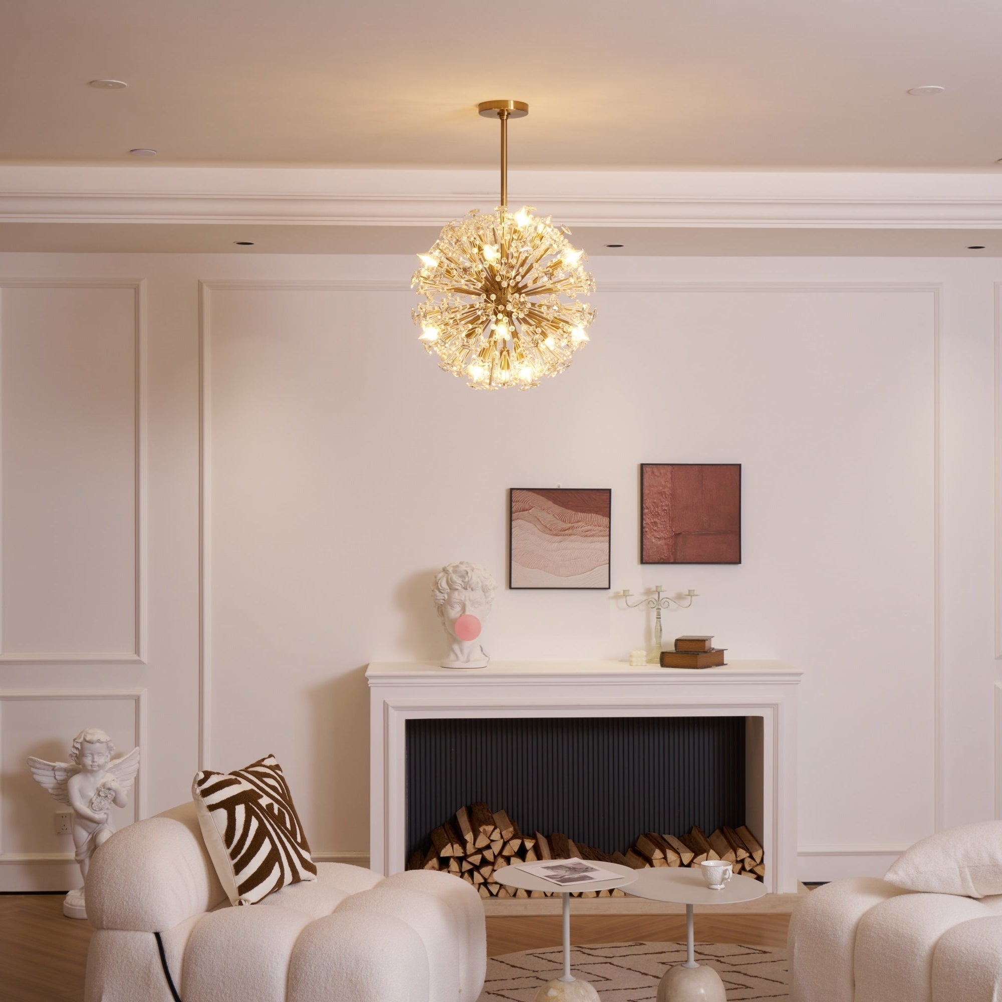 Zene Chandelier Dickinson Gold Crystal Starburst-Neutral Decor