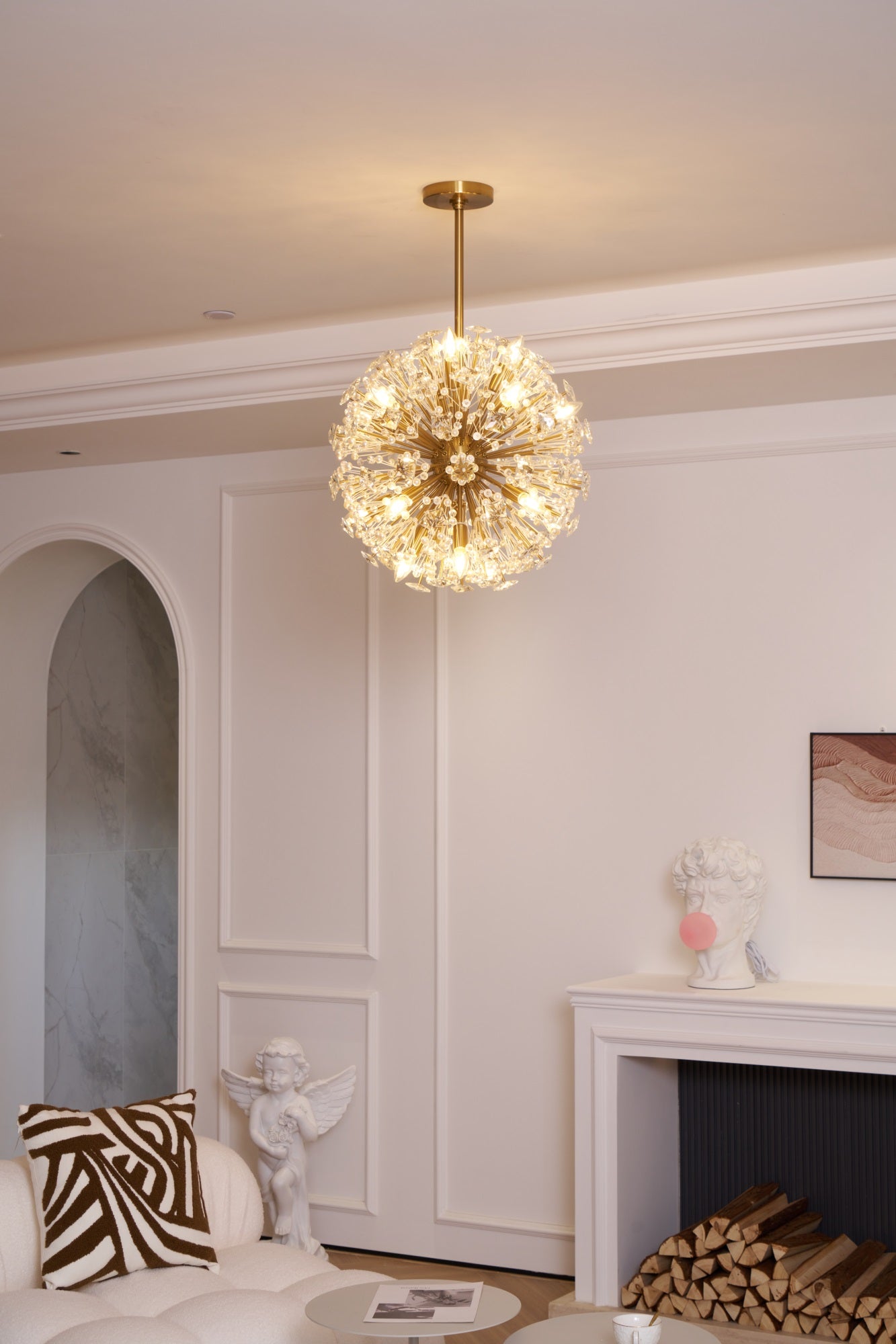 Zene Chandelier Dickinson Gold Crystal Starburst-Neutral Decor