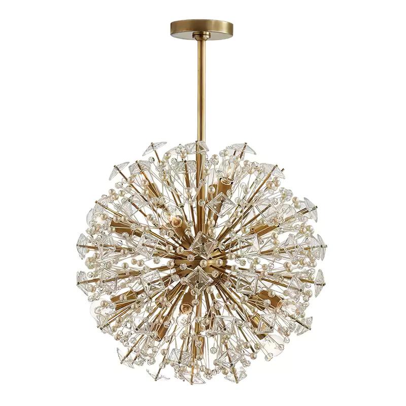 Zene Chandelier Dickinson Gold Crystal Starburst-Neutral Decor