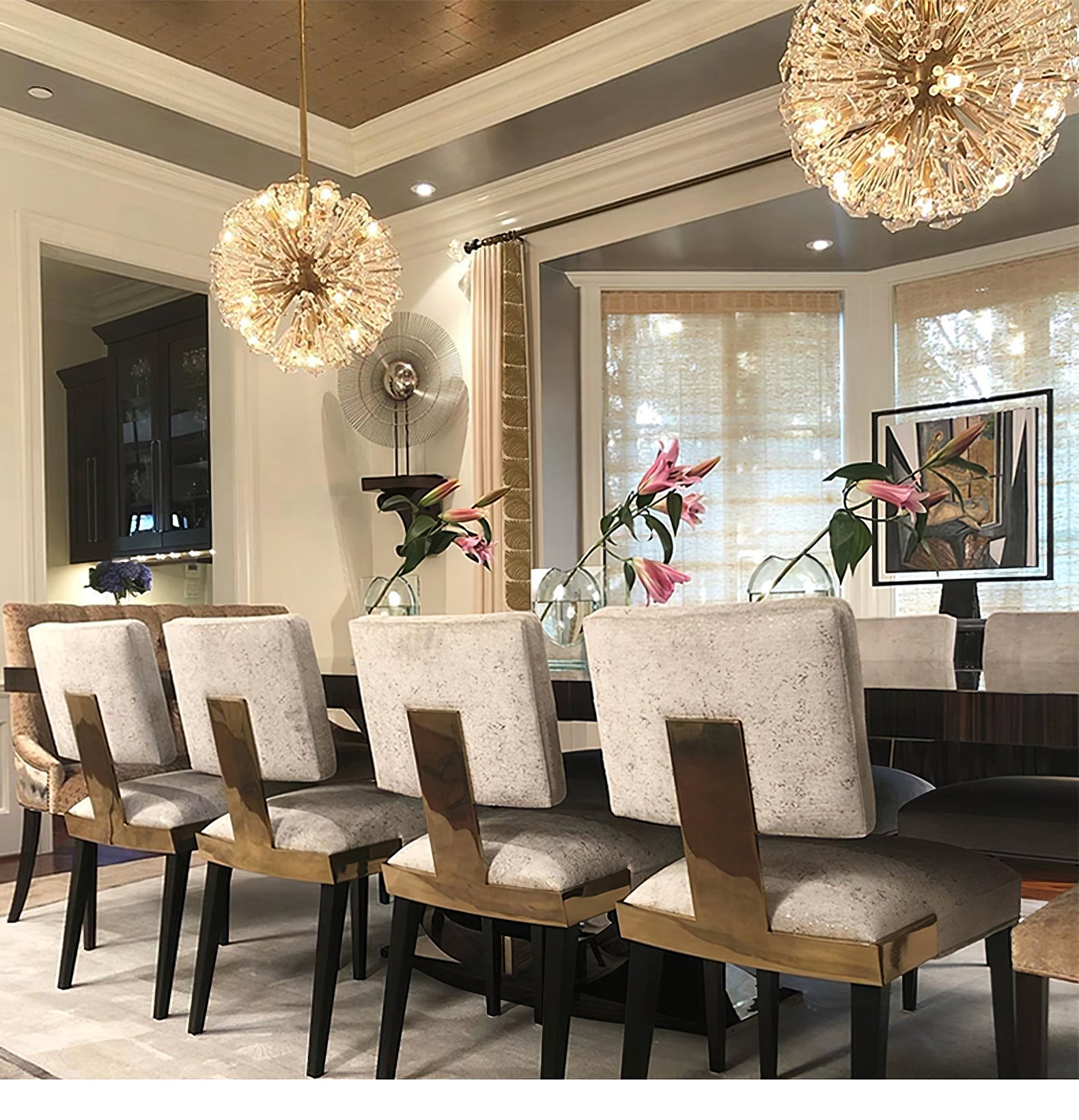 Zene Chandelier Dickinson Gold Crystal Starburst-Neutral Decor