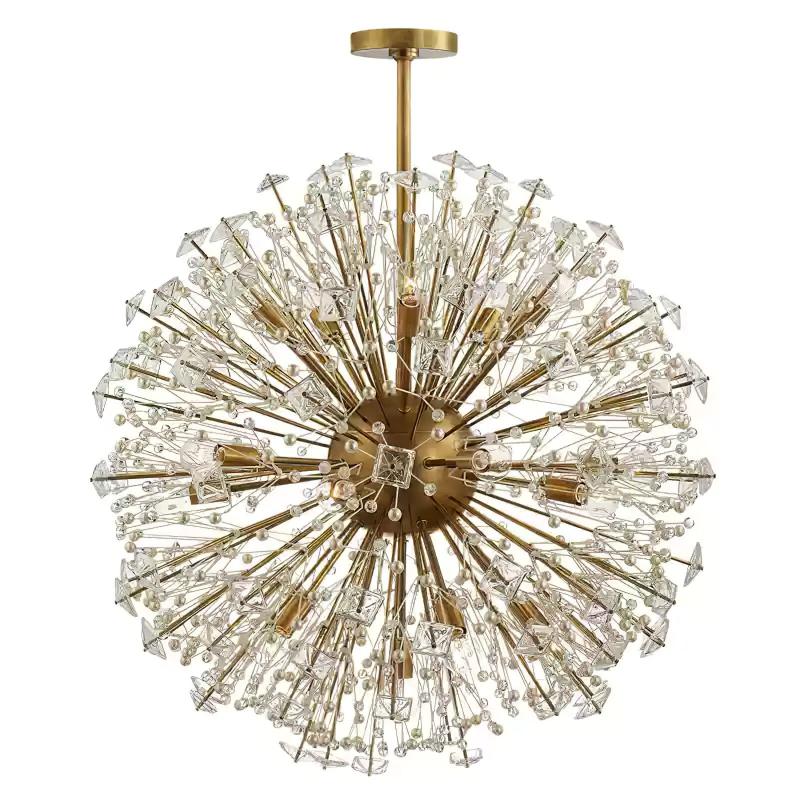 Zene Chandelier Dickinson Gold Crystal Starburst-Neutral Decor