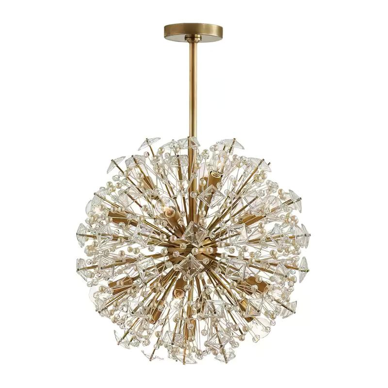 Zene Chandelier Dickinson Gold Crystal Starburst-Neutral Decor