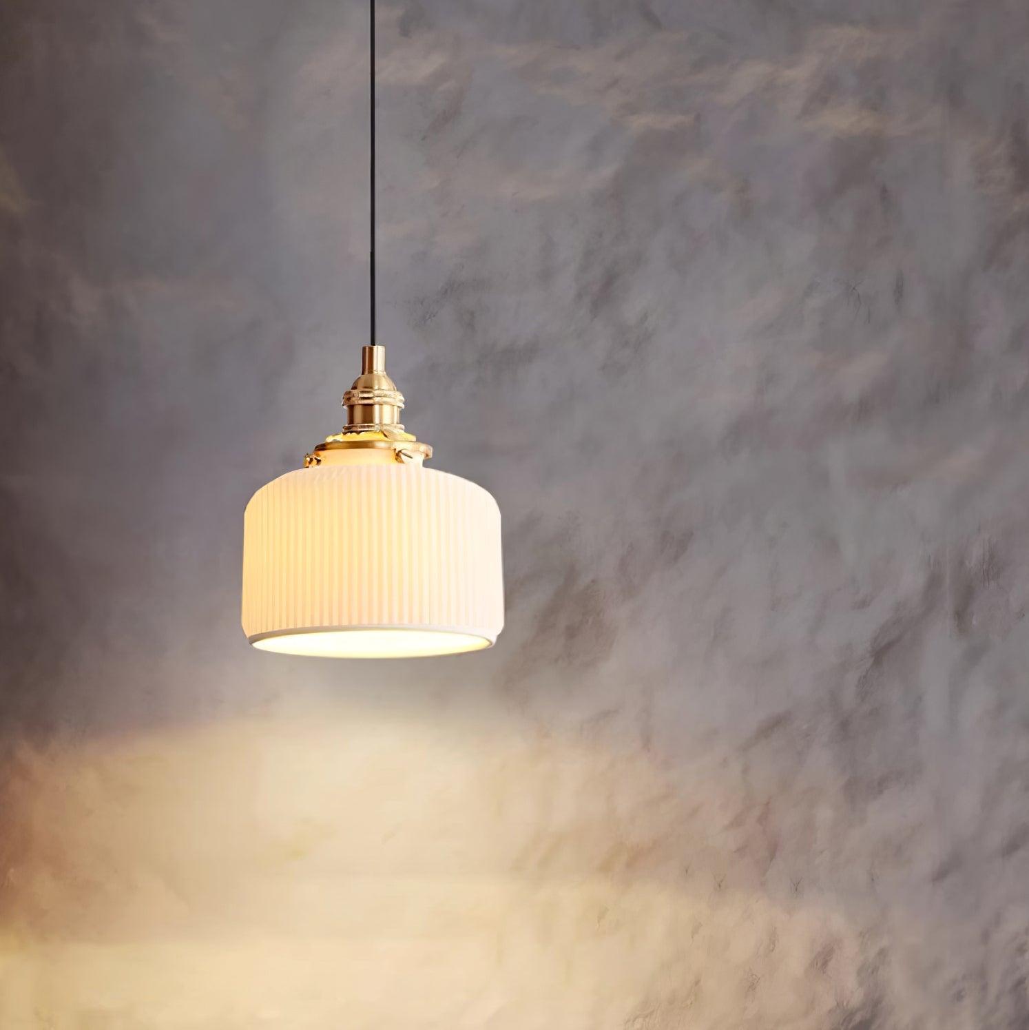 Pendant Lamp Ribbed Ceramic Shade