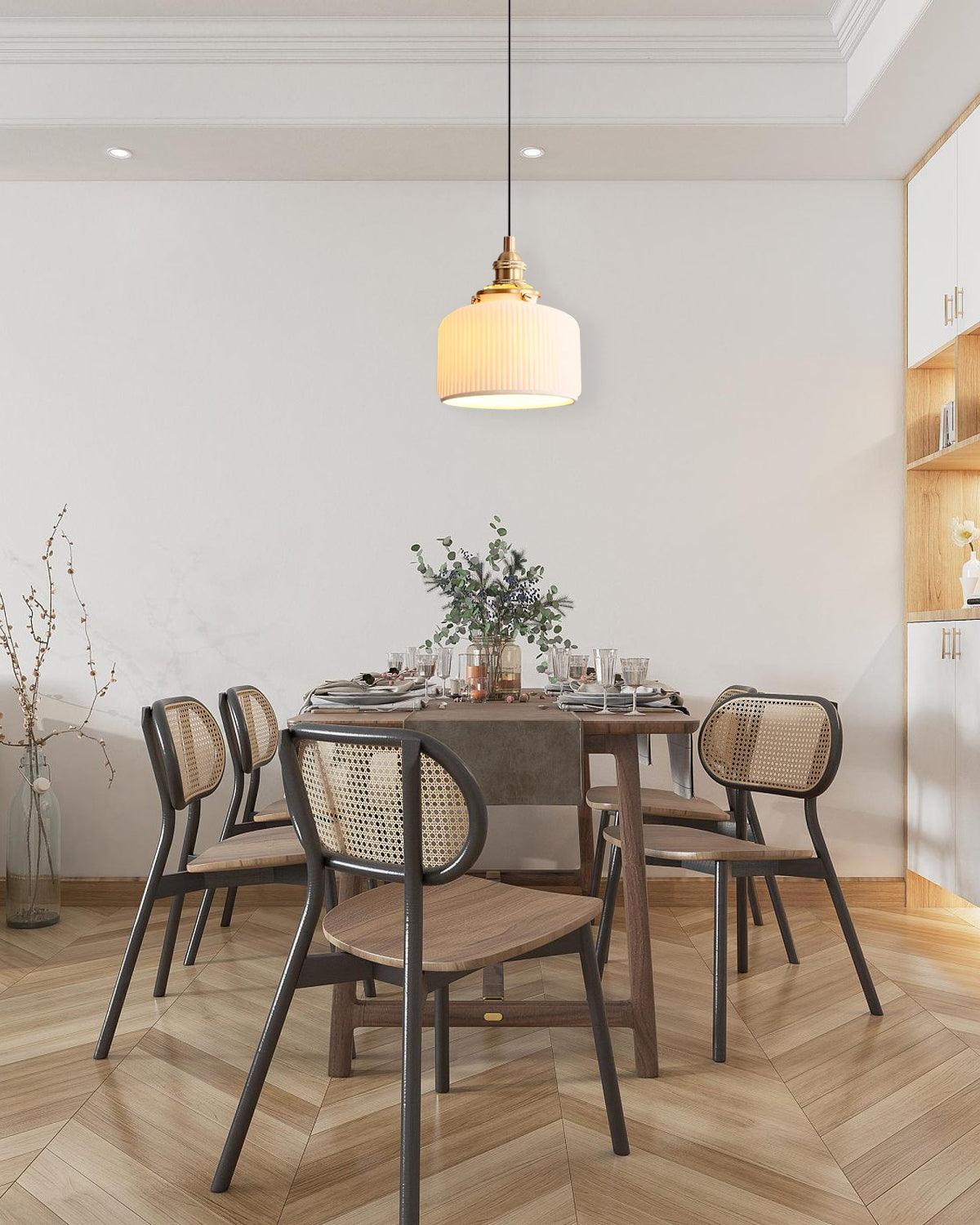 Pendant Lamp Ribbed Ceramic Shade