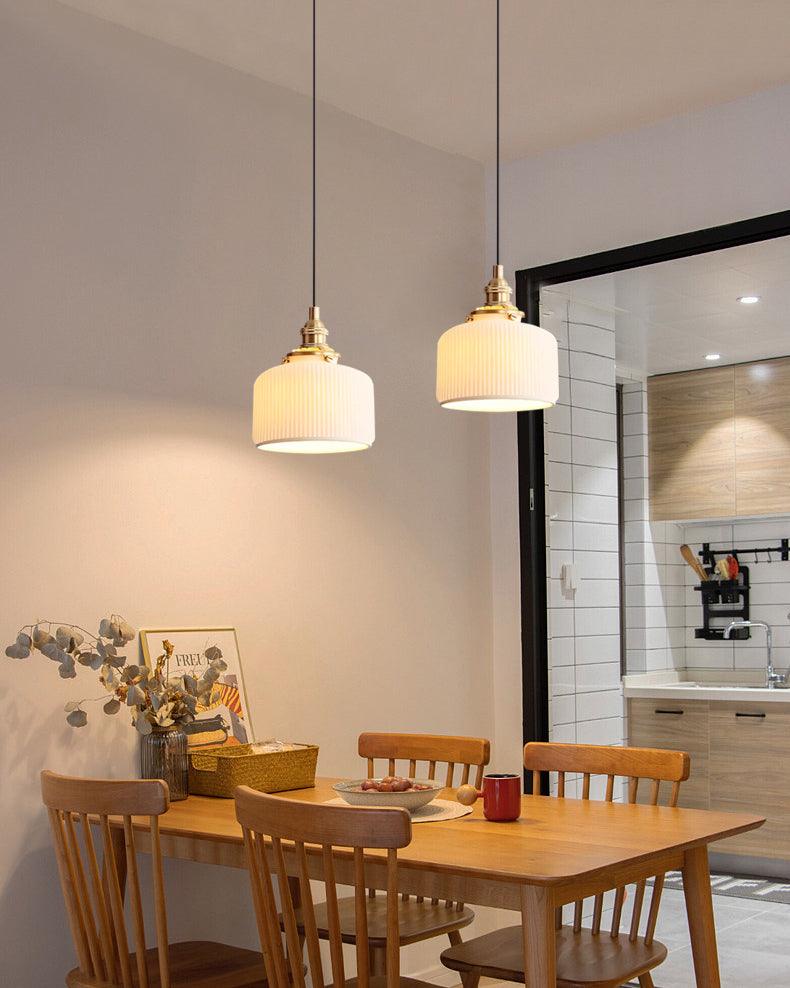 Pendant Lamp Ribbed Ceramic Shade