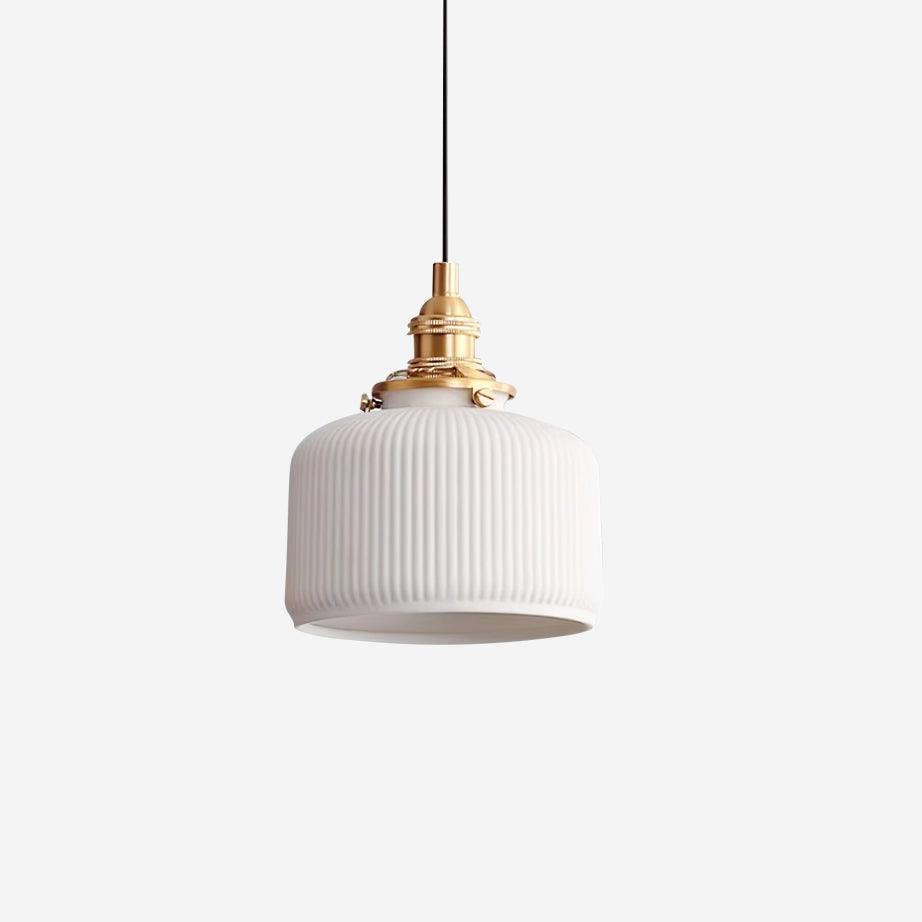 Pendant Lamp Ribbed Ceramic Shade
