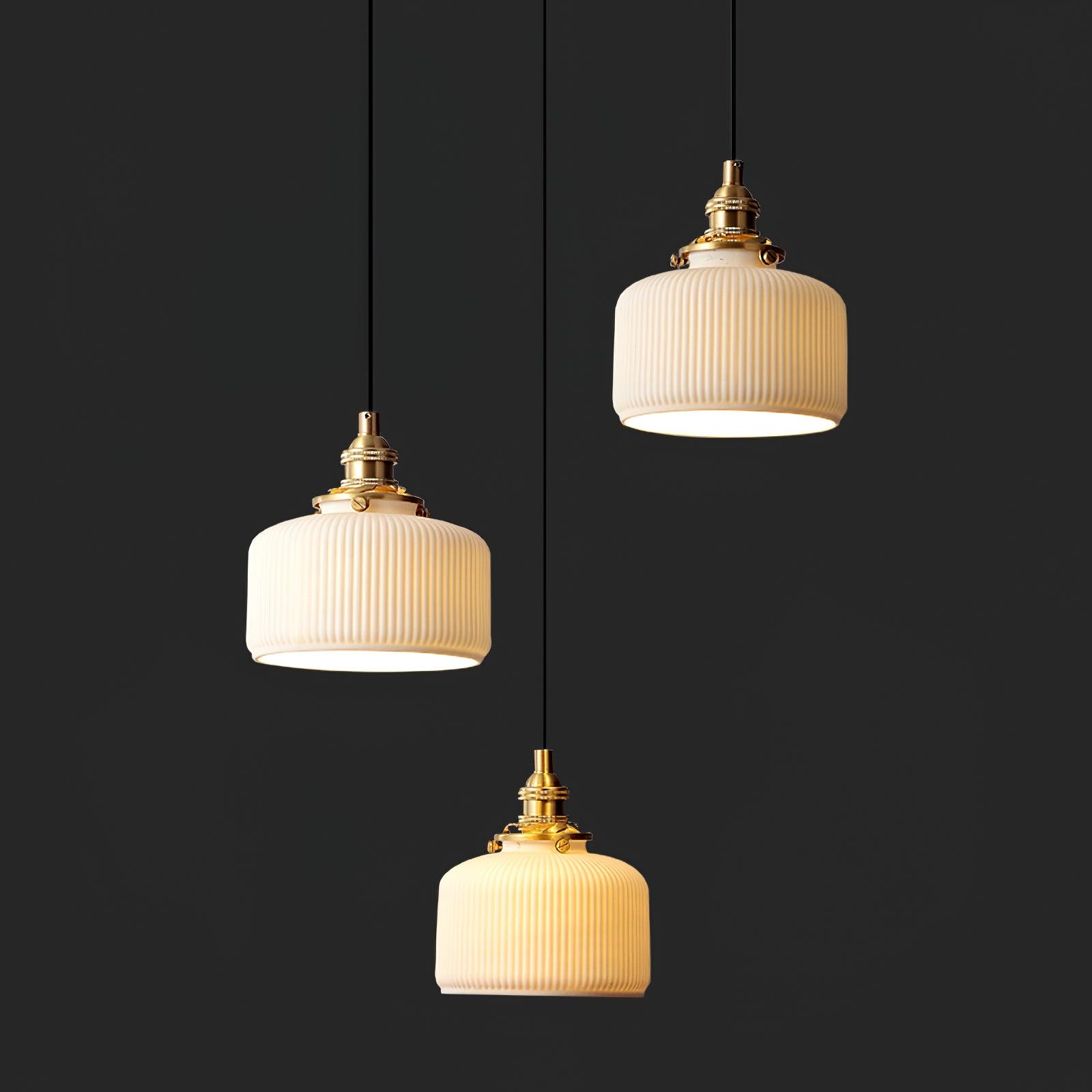 Pendant Lamp Ribbed Ceramic Shade