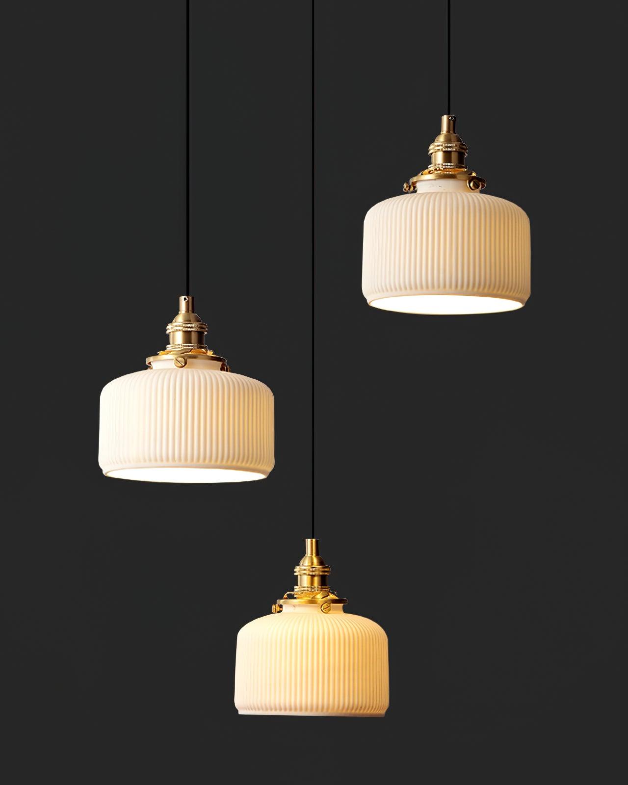 Pendant Lamp Ribbed Ceramic Shade