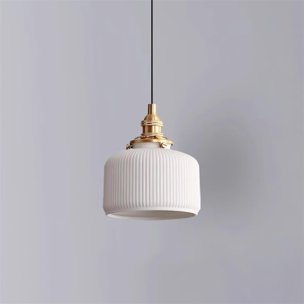 Pendant Lamp Ribbed Ceramic Shade