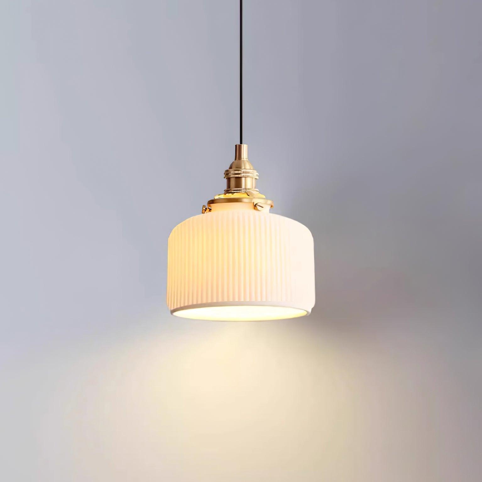 Pendant Lamp Ribbed Ceramic Shade