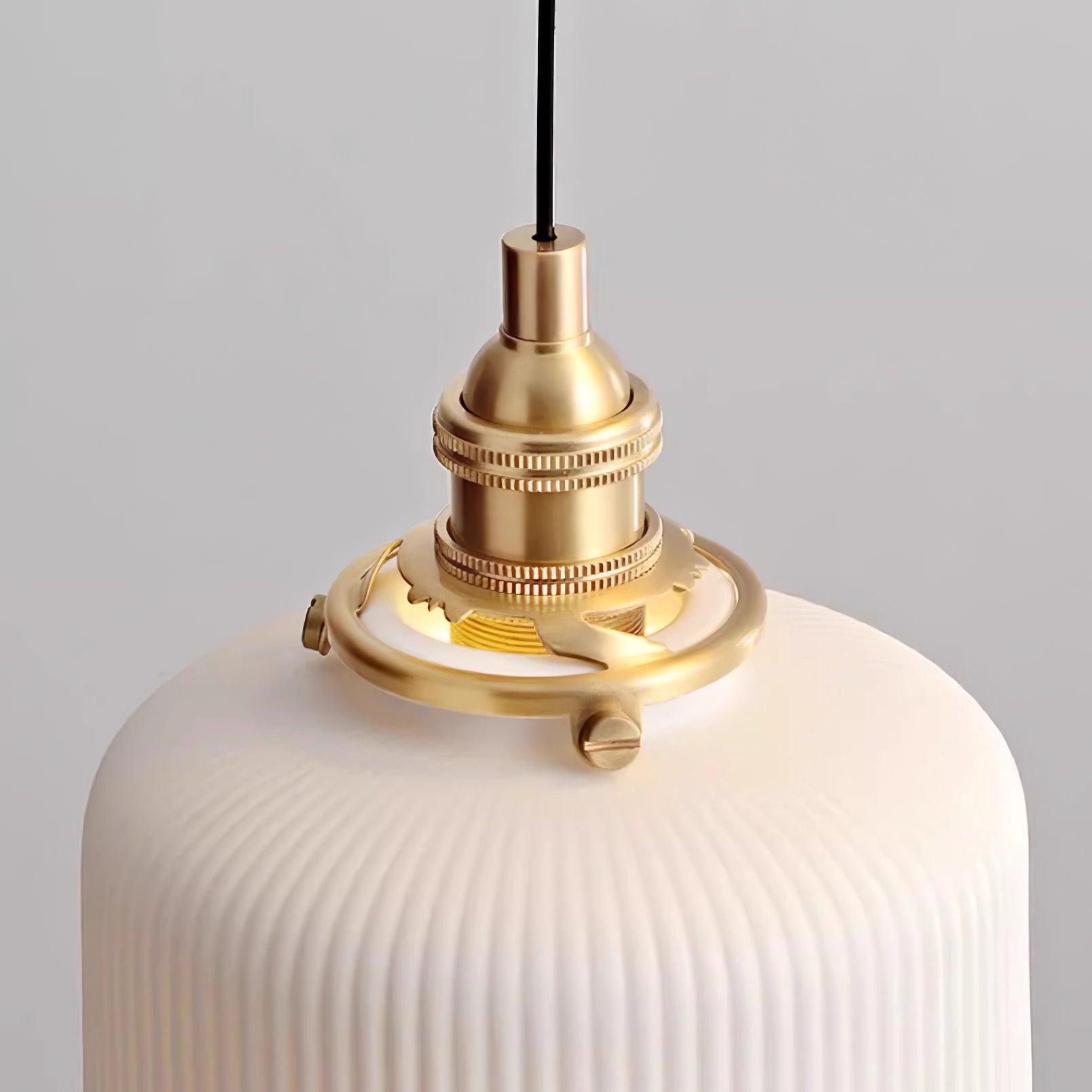 Pendant Lamp Ribbed Ceramic Shade