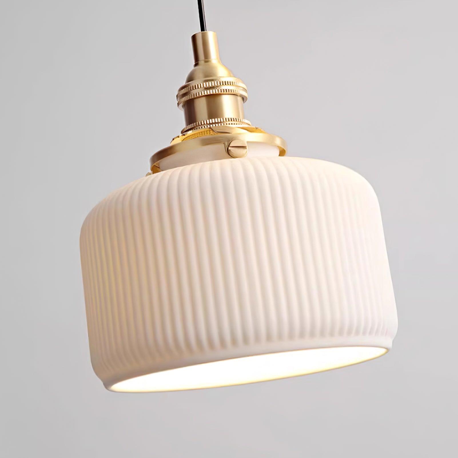 Pendant Lamp Ribbed Ceramic Shade