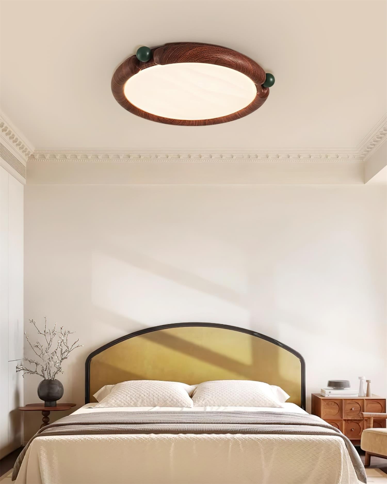 Ceiling Light Round  Panel Walnut  A/B Model