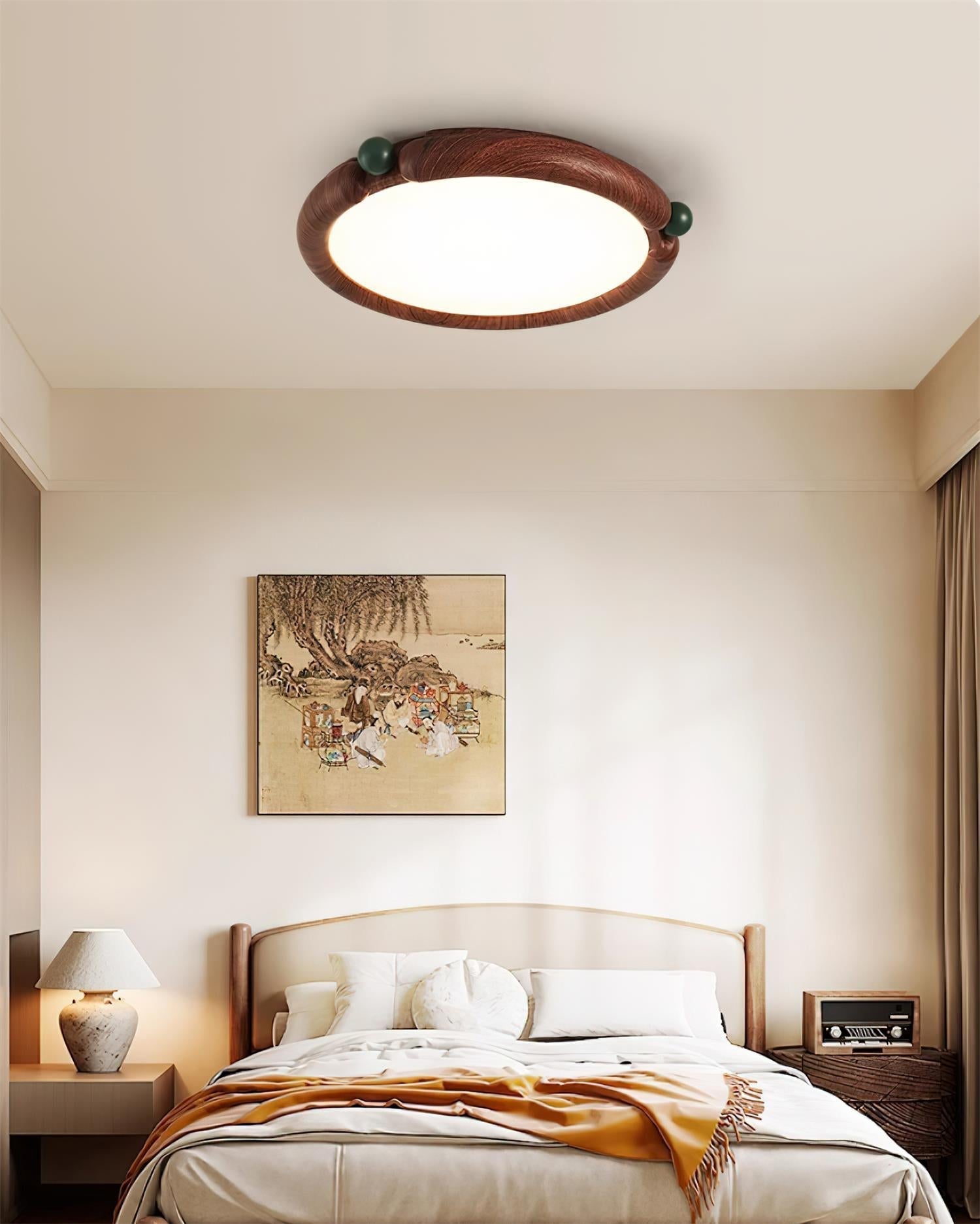 Ceiling Light Round  Panel Walnut  A/B Model