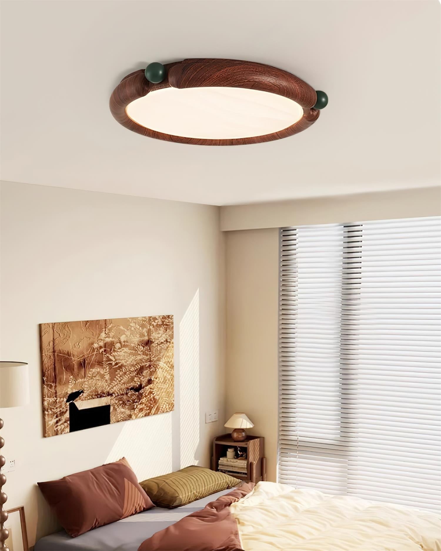 Ceiling Light Round  Panel Walnut  A/B Model