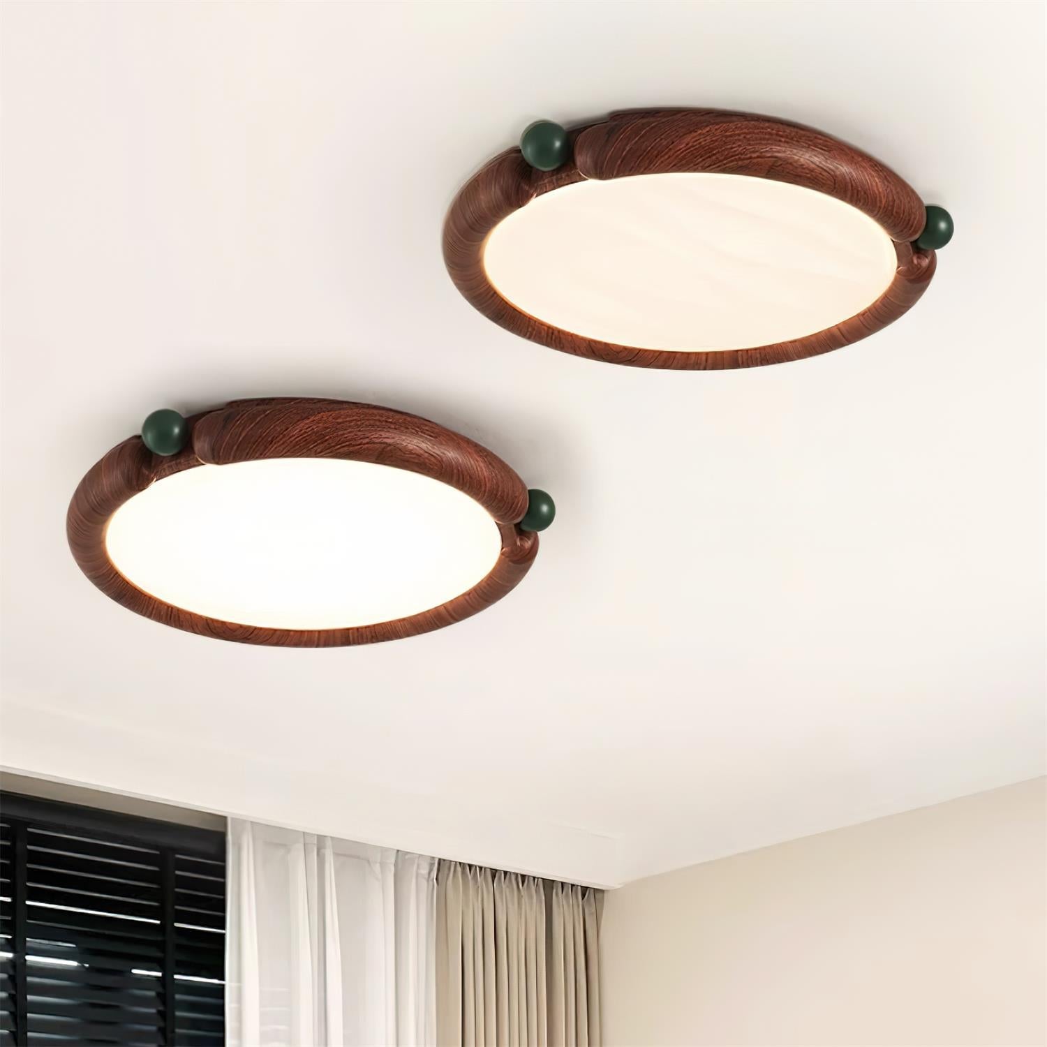 Ceiling Light Round  Panel Walnut  A/B Model