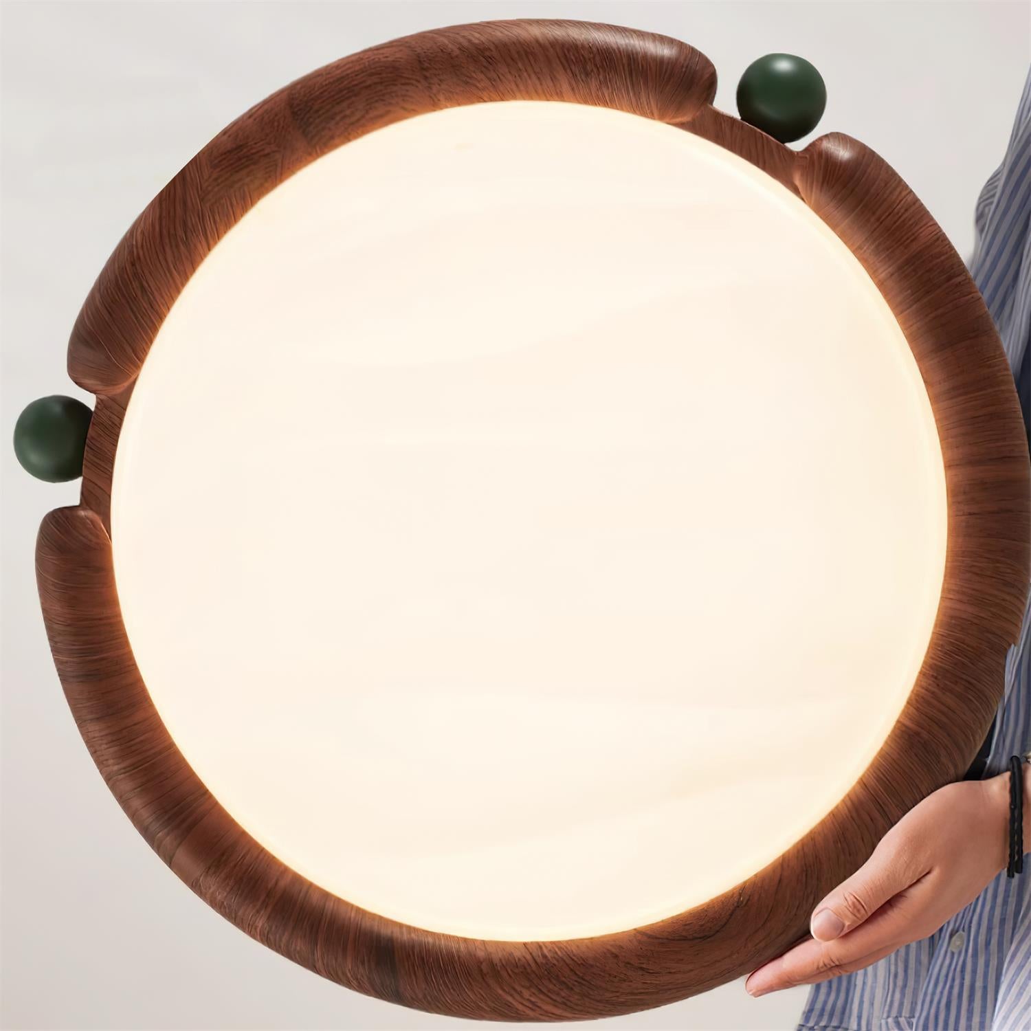 Ceiling Light Round  Panel Walnut  A/B Model