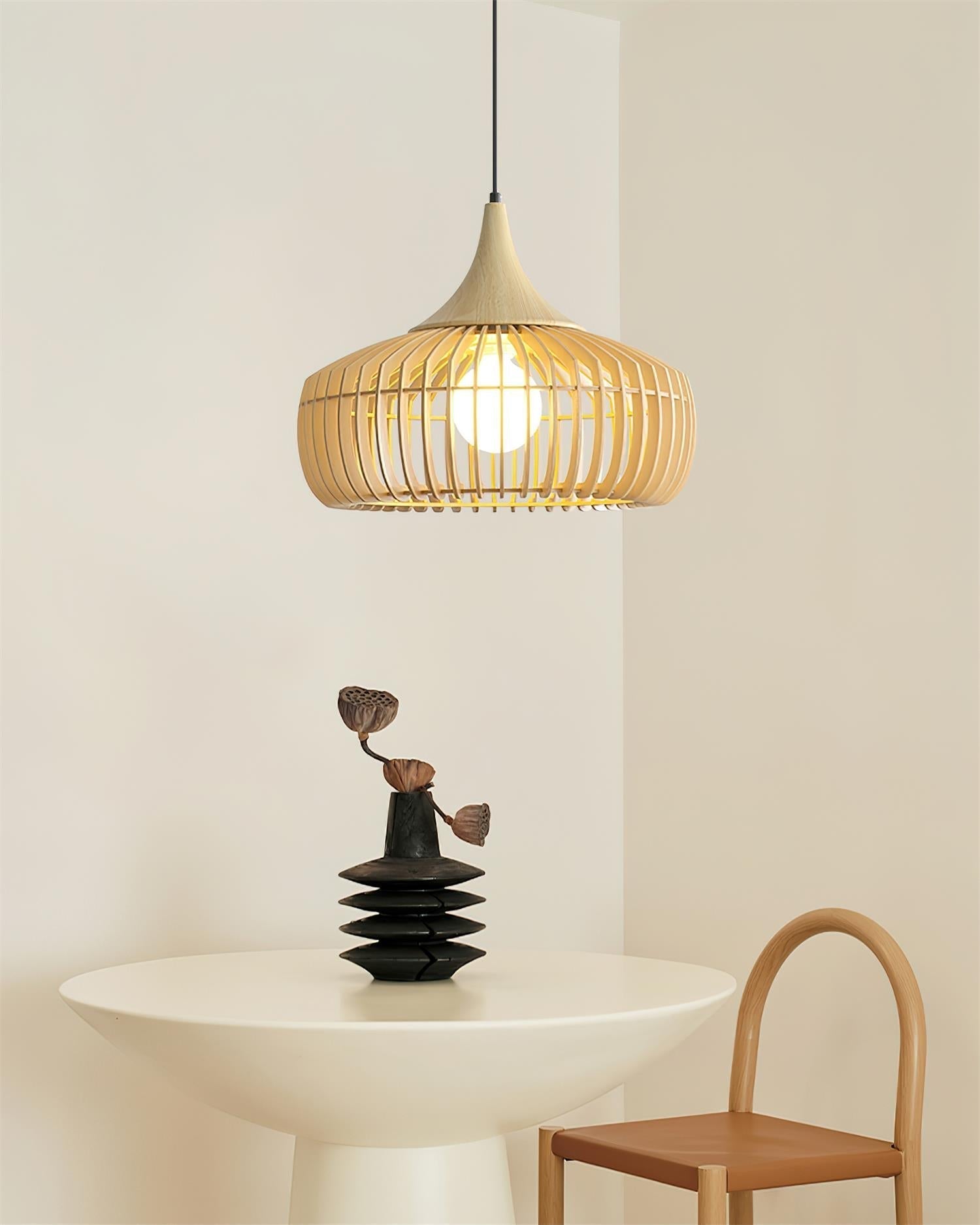 Vexo Natural Bamboo Rattan Pendant Light-Neutral Decor