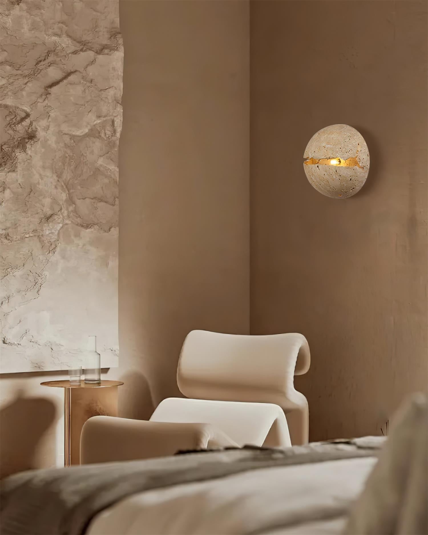 Dinosaur Egg Travertine Wall Lamp