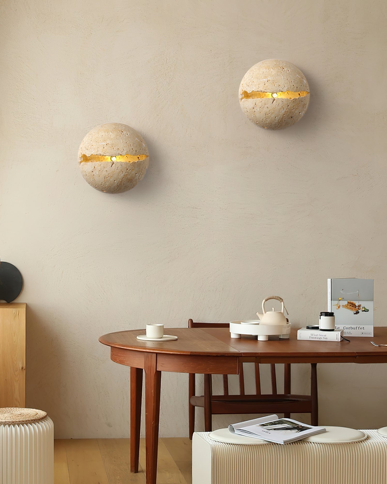 Dinosaur Egg Travertine Wall Lamp