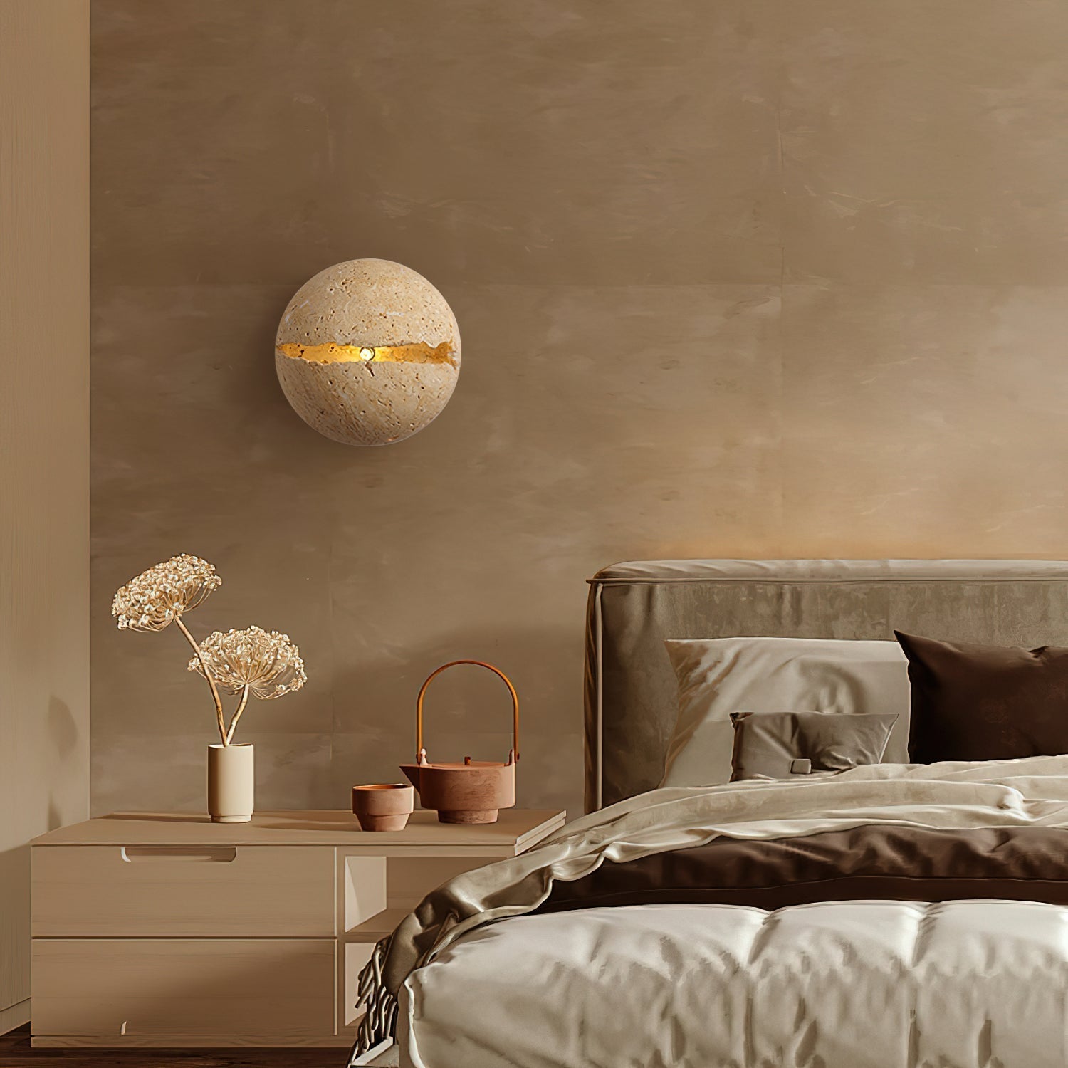 Dinosaur Egg Travertine Wall Lamp