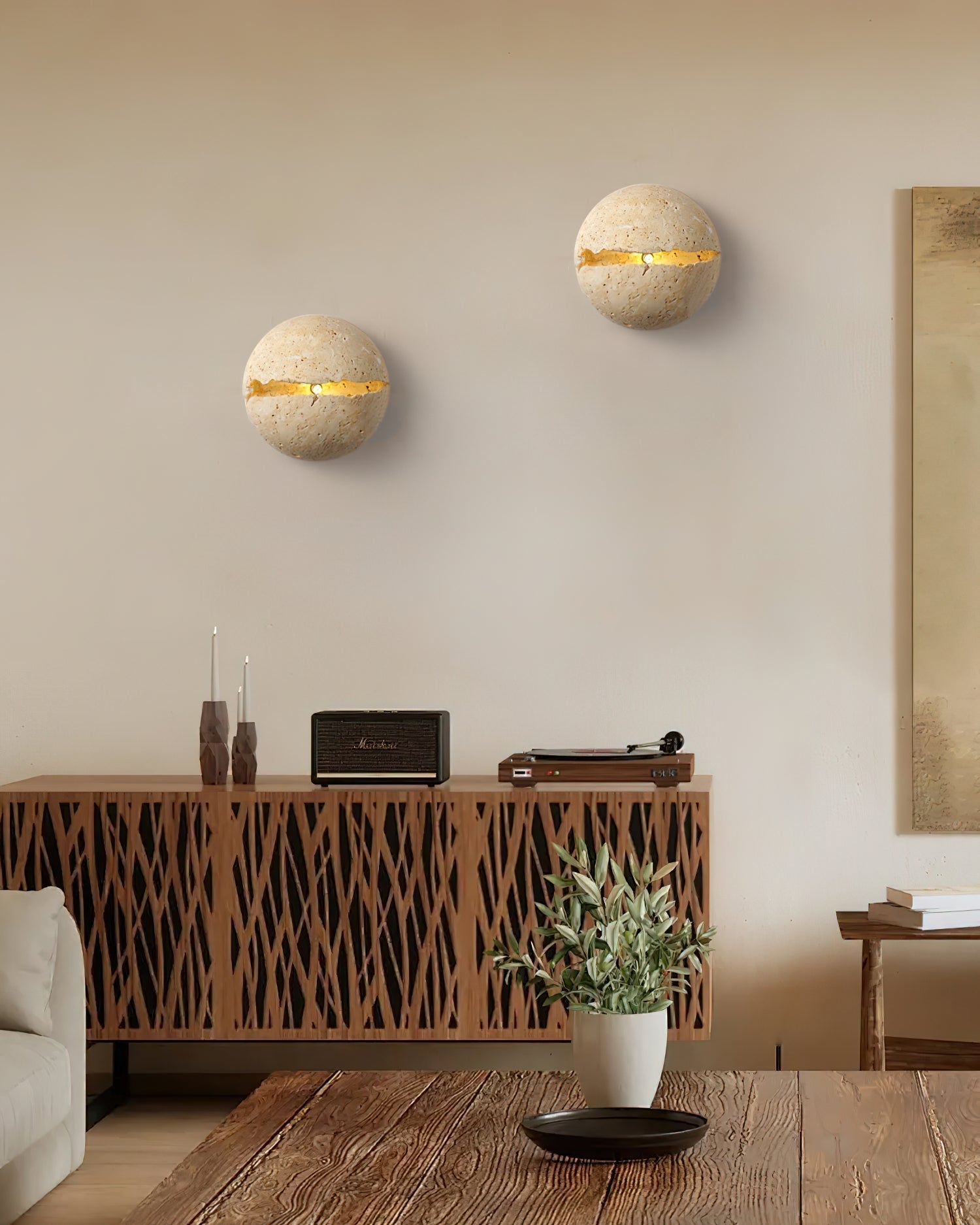 Dinosaur Egg Travertine Wall Lamp