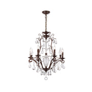 Diodem Crystal Chandelier with an antique red bronze frame.
