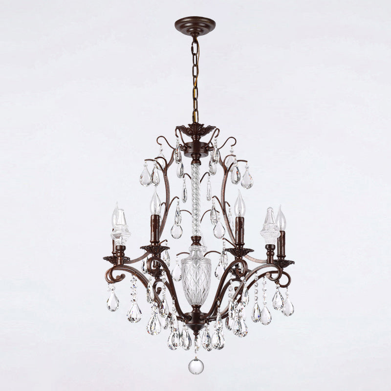 Side profile of the chandelier showing its height and tiered design.