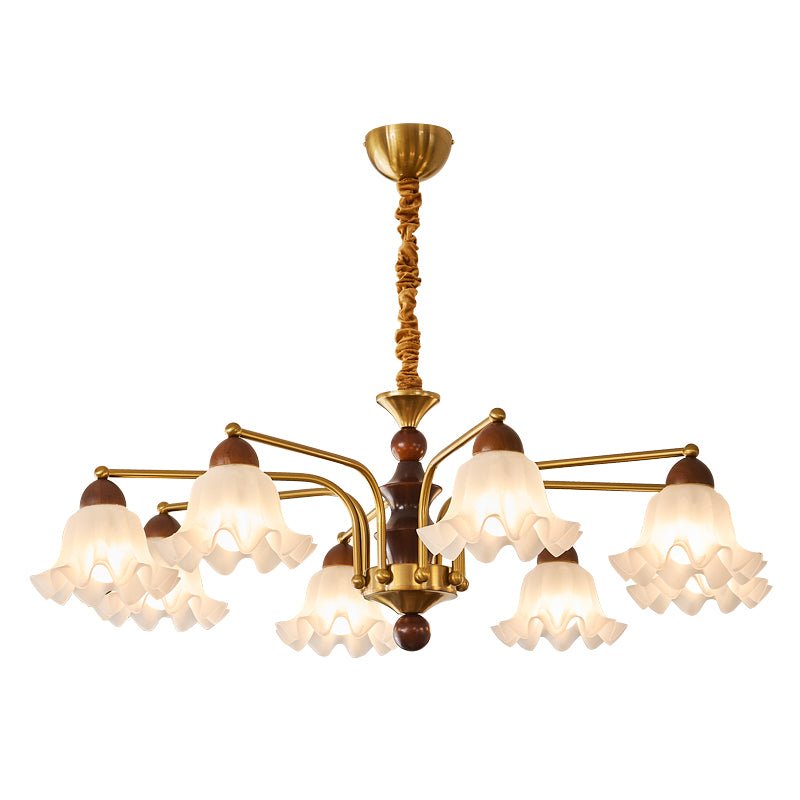 Lylaeen Elegance Vintage Glass Wood Chandelier-Neutral Decor