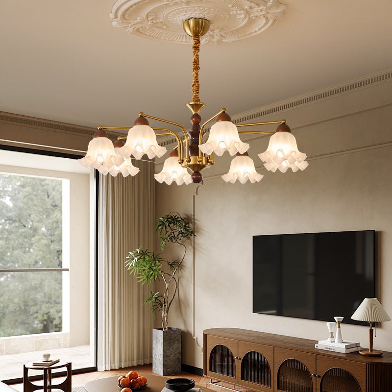 Lylaeen Elegance Vintage Glass Wood Chandelier-Neutral Decor