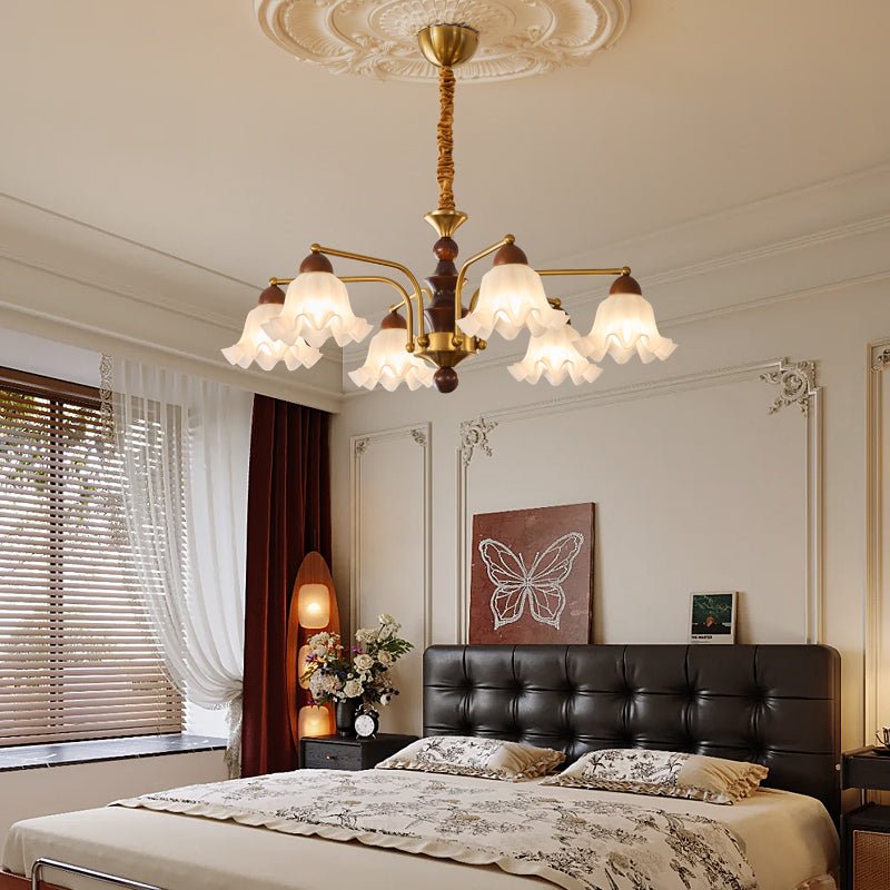 Lylaeen Elegance Vintage Glass Wood Chandelier-Neutral Decor