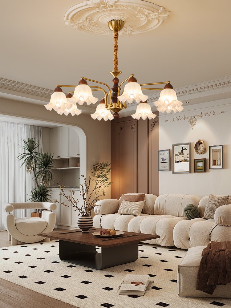 Lylaeen Elegance Vintage Glass Wood Chandelier-Neutral Decor