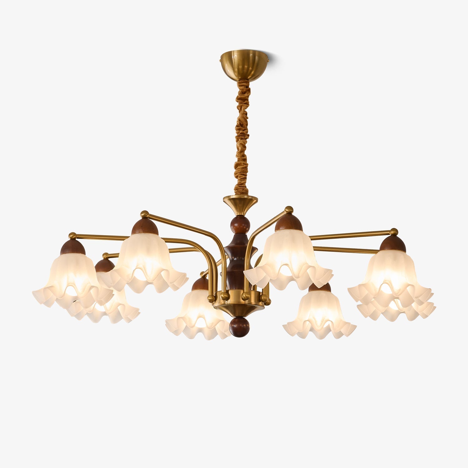 Lylaeen Elegance Vintage Glass Wood Chandelier-Neutral Decor