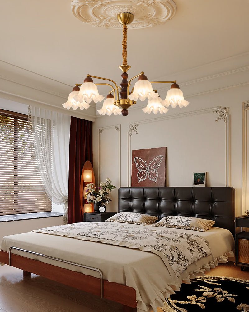Lylaeen Elegance Vintage Glass Wood Chandelier-Neutral Decor