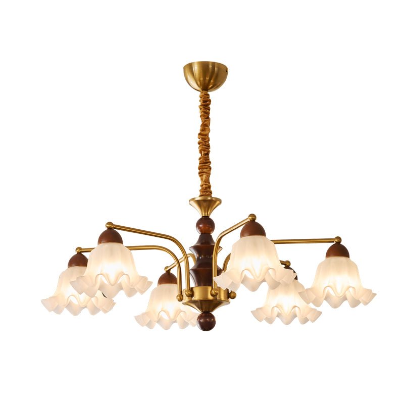 Lylaeen Elegance Vintage Glass Wood Chandelier-Neutral Decor