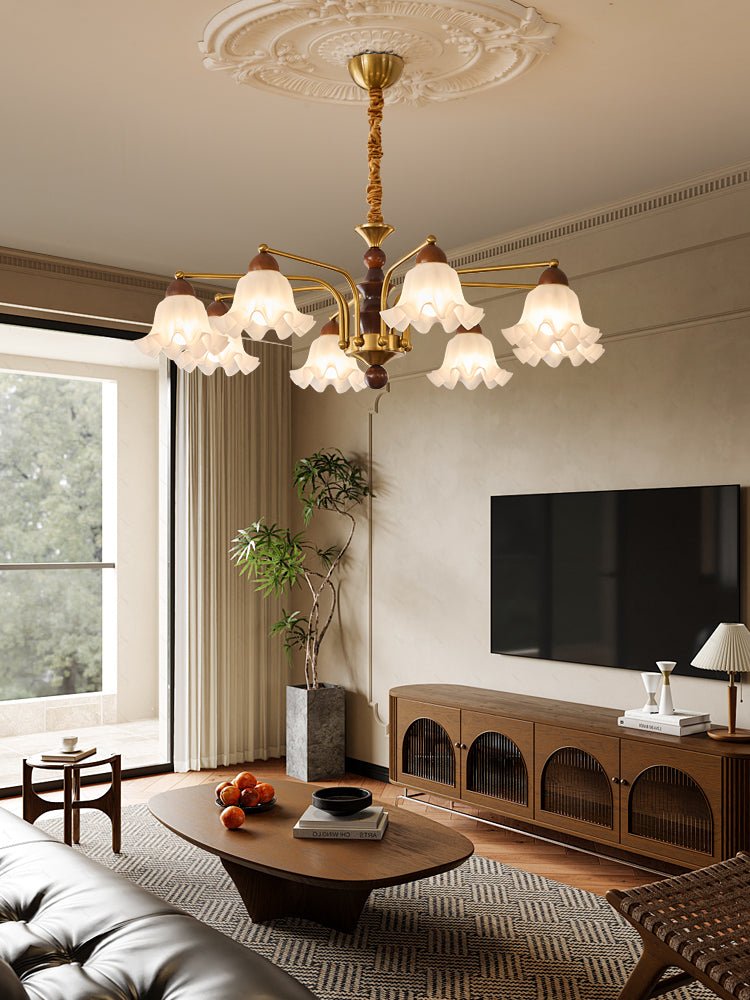 Lylaeen Elegance Vintage Glass Wood Chandelier-Neutral Decor