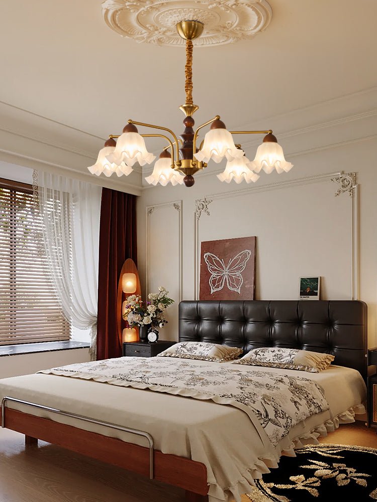 Lylaeen Elegance Vintage Glass Wood Chandelier-Neutral Decor