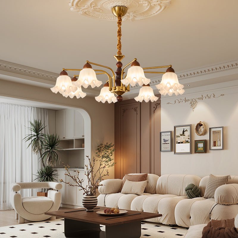 Lylaeen Elegance Vintage Glass Wood Chandelier-Neutral Decor