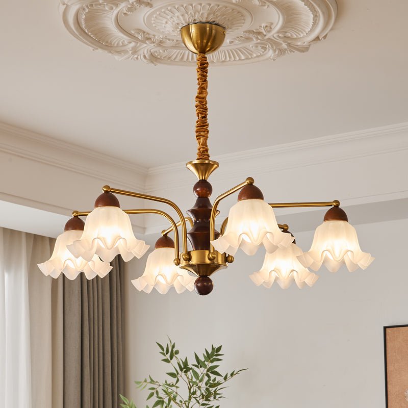 Lylaeen Elegance Vintage Glass Wood Chandelier-Neutral Decor