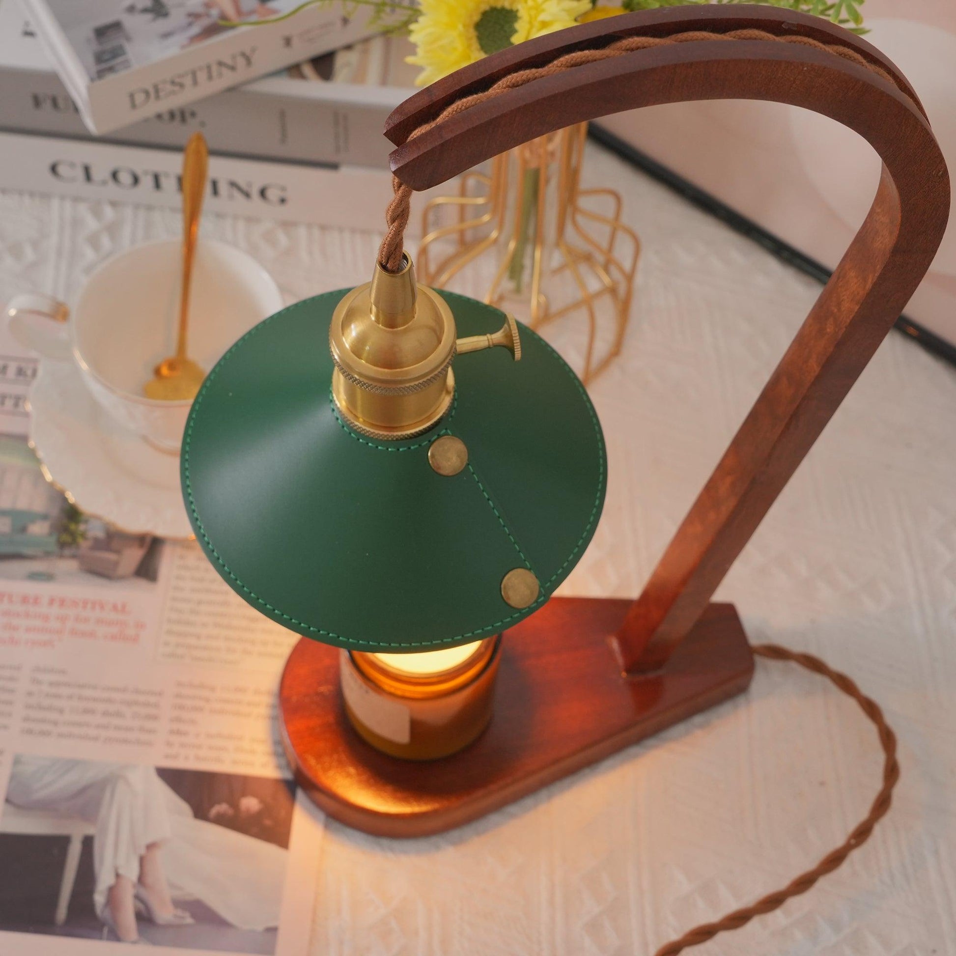 Eden Green Wood Table Lamp-Neutral Decor