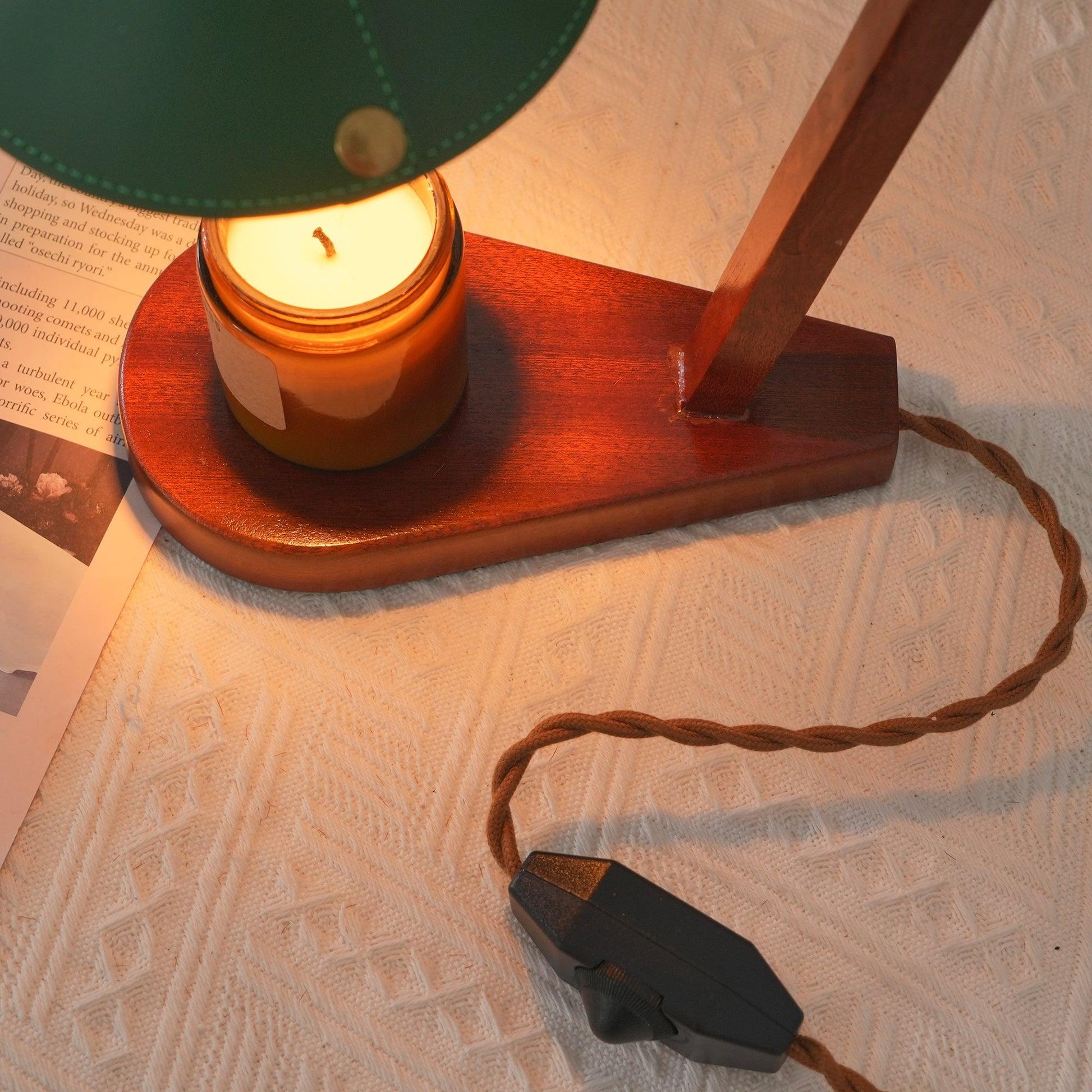 Eden Green Wood Table Lamp-Neutral Decor