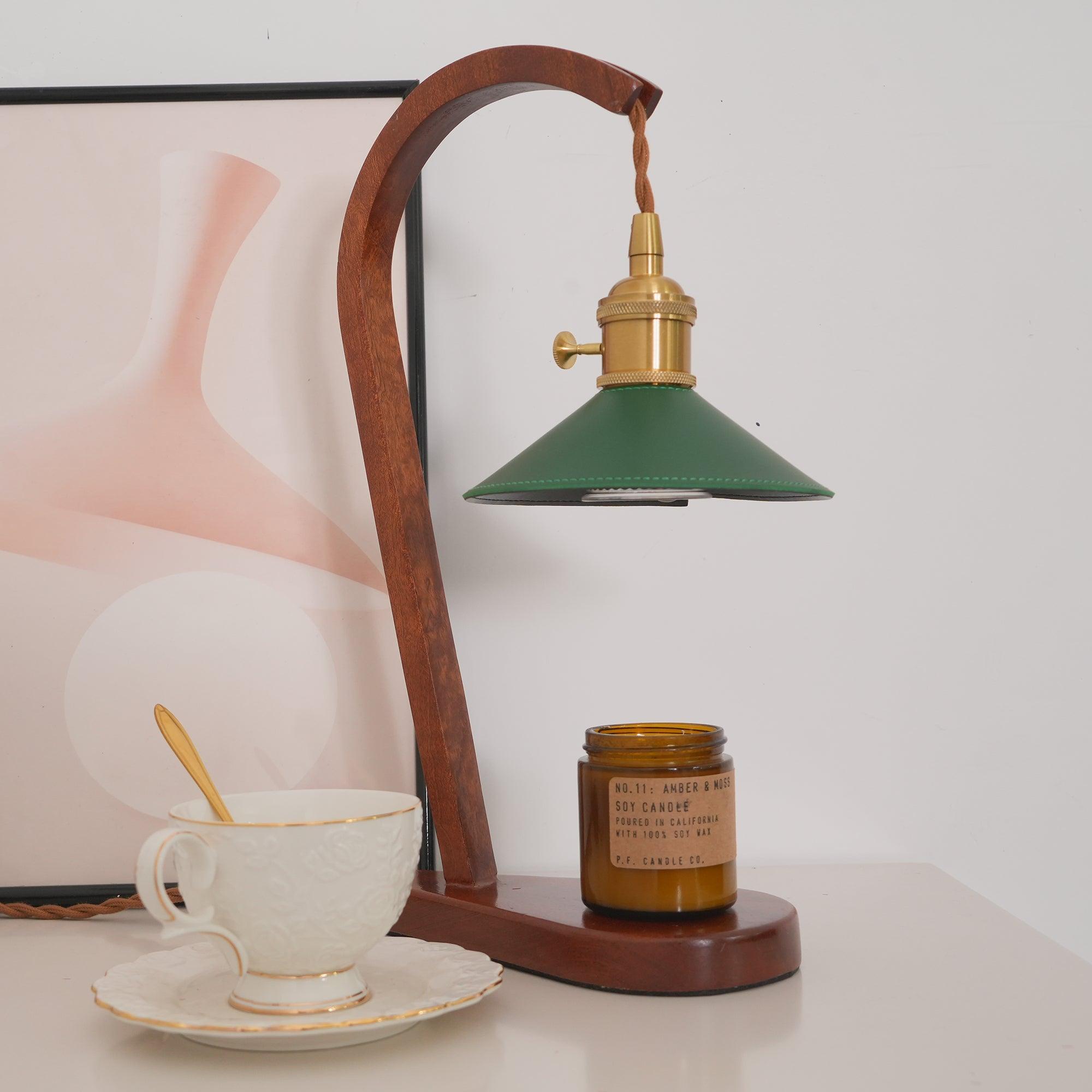 Eden Green Wood Table Lamp-Neutral Decor