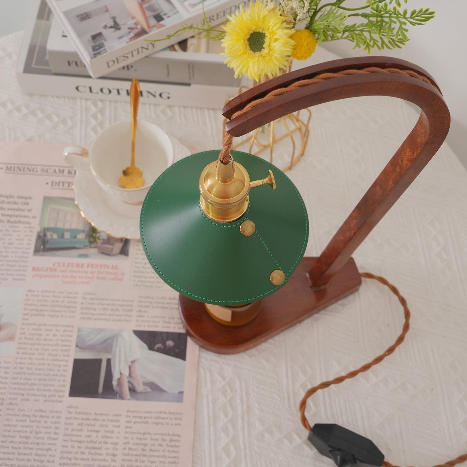 Eden Green Wood Table Lamp-Neutral Decor