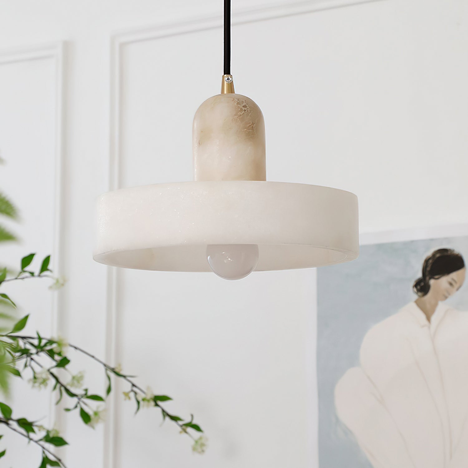Luste  Disc Orb Alabaster Pendant Light